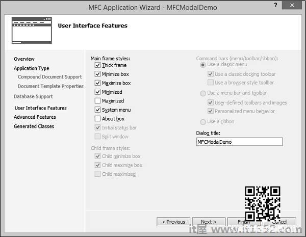 MFCModalDemo Application Options