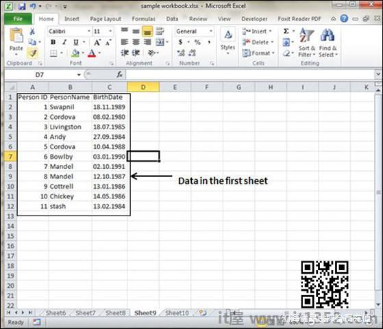 Data in First Sheet