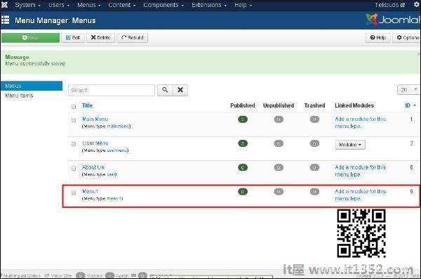 joomla Create Menus