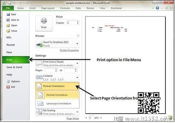 Setting Page orientation from File Menu