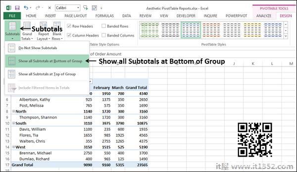 Click Subtotals