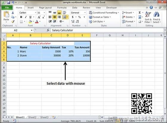 Select Data with mouse