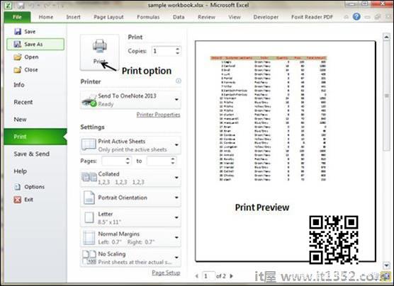 Printing WorkSheet