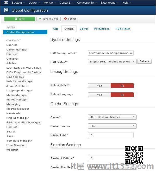 Joomla系统设置